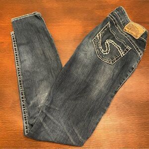 Silver Camden Rose Skinny Jeans Stitching Women's W27 L29